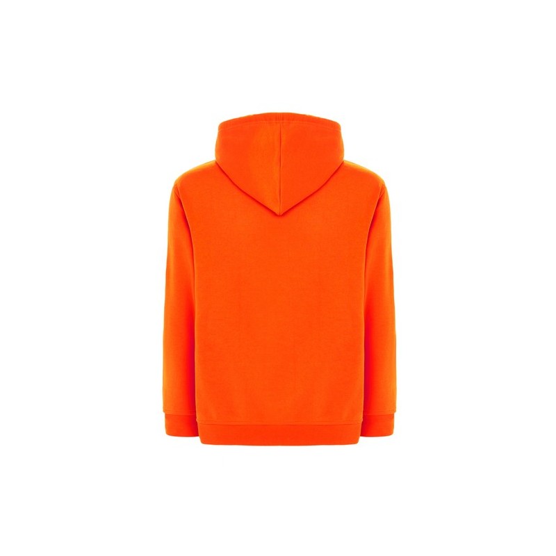 SUDADERA UNISEX CON CAPUCHA, CREMALLERA Y BOLSILLO CANGURO COLOR NARANJA FLÚOR