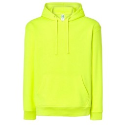 SUDADERA UNISEX CON CAPUCHA, CREMALLERA Y BOLSILLO CANGURO COLOR AMARILLO FLÚOR