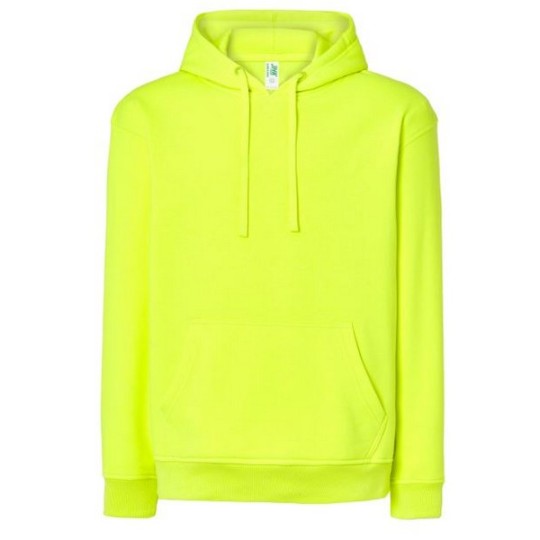 SUDADERA UNISEX CON CAPUCHA, CREMALLERA Y BOLSILLO CANGURO COLOR AMARILLO FLÚOR