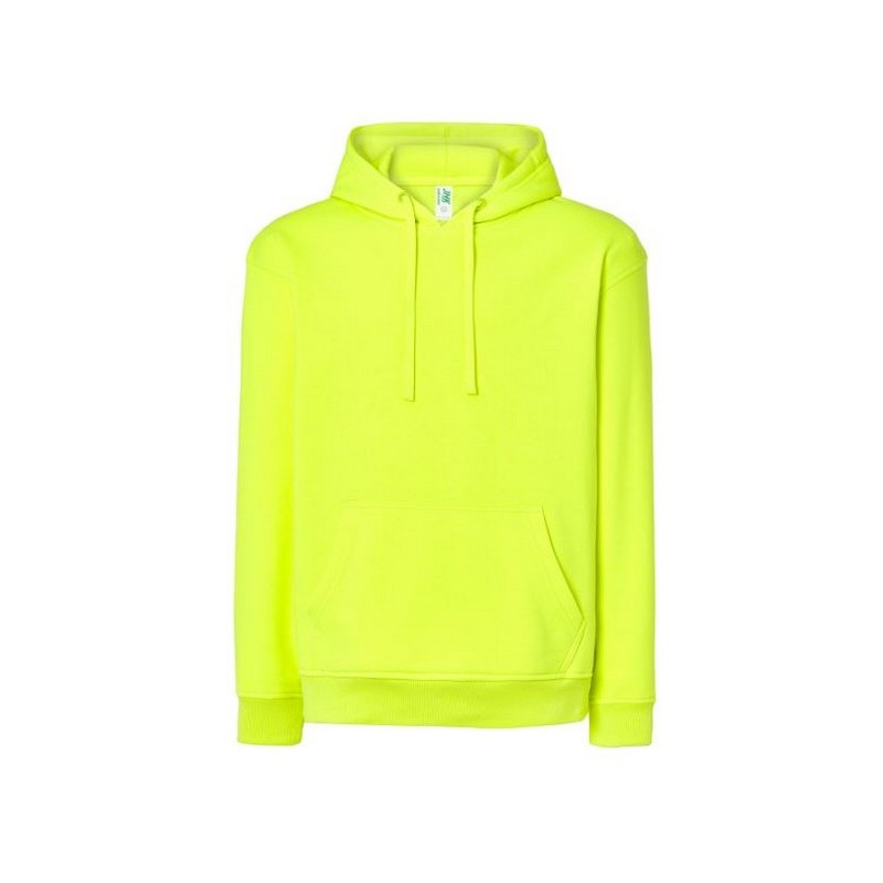SUDADERA UNISEX CON CAPUCHA, CREMALLERA Y BOLSILLO CANGURO COLOR AMARILLO FLÚOR