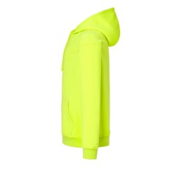 SUDADERA UNISEX CON CAPUCHA, CREMALLERA Y BOLSILLO CANGURO COLOR AMARILLO FLÚOR