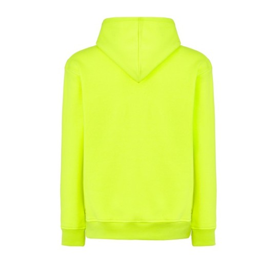 SUDADERA UNISEX CON CAPUCHA, CREMALLERA Y BOLSILLO CANGURO COLOR AMARILLO FLÚOR