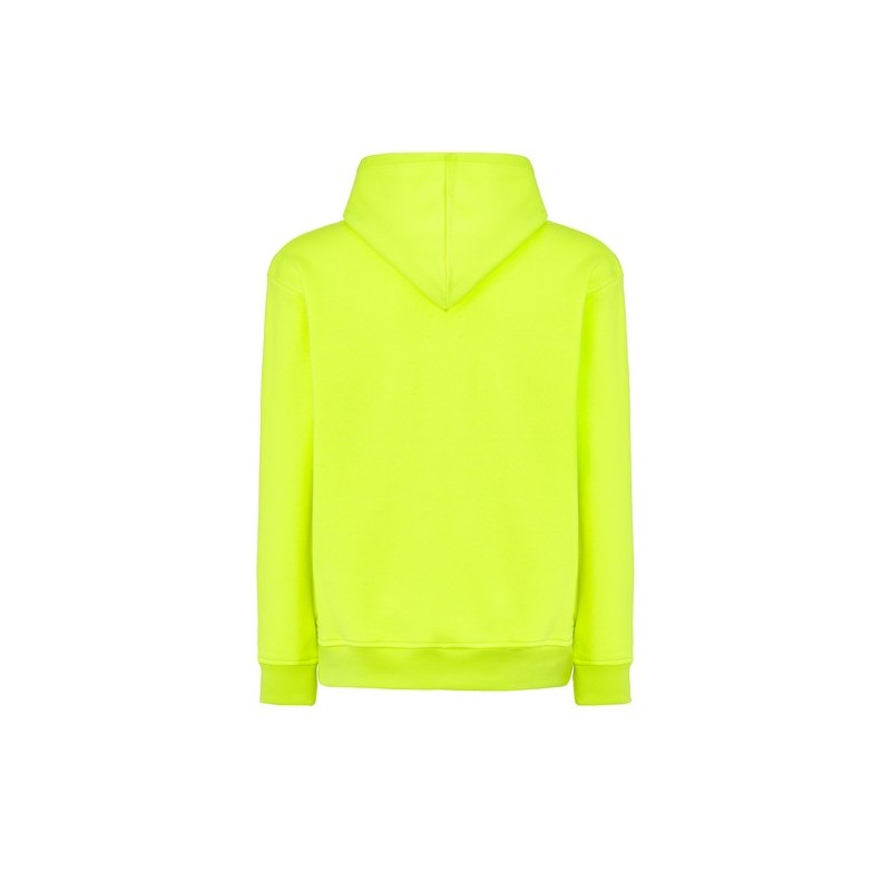 SUDADERA UNISEX CON CAPUCHA, CREMALLERA Y BOLSILLO CANGURO COLOR AMARILLO FLÚOR