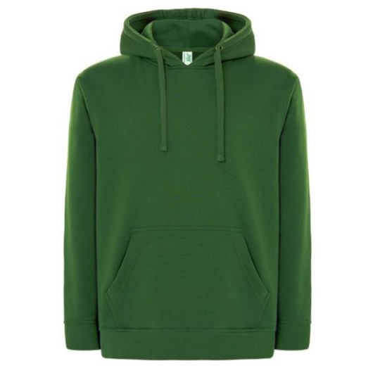 SUDADERA UNISEX CON CAPUCHA, CREMALLERA Y BOLSILLO CANGURO COLOR VERDE BOTELLA