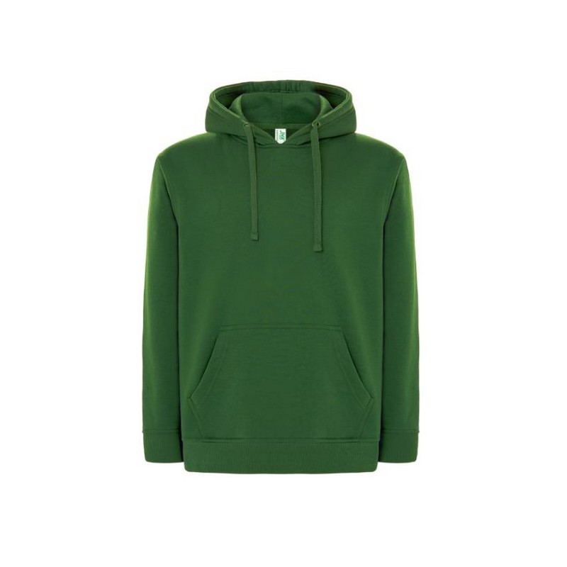 SUDADERA UNISEX CON CAPUCHA, CREMALLERA Y BOLSILLO CANGURO COLOR VERDE BOTELLA