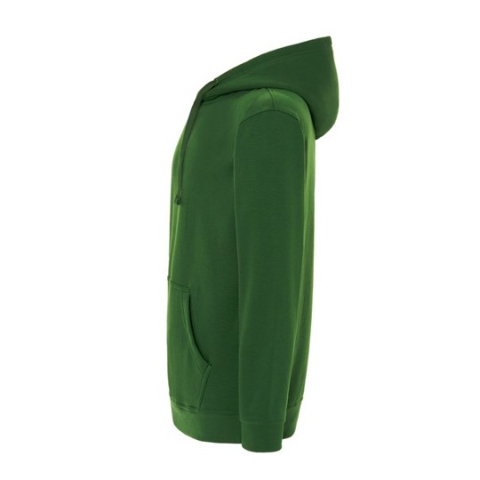SUDADERA UNISEX CON CAPUCHA, CREMALLERA Y BOLSILLO CANGURO COLOR VERDE BOTELLA