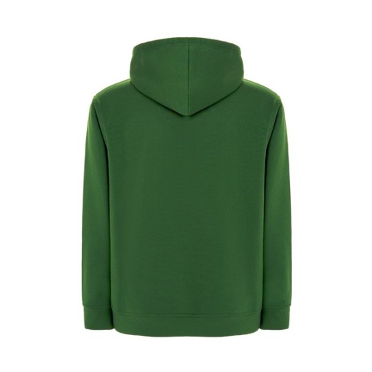 SUDADERA UNISEX CON CAPUCHA, CREMALLERA Y BOLSILLO CANGURO COLOR VERDE BOTELLA