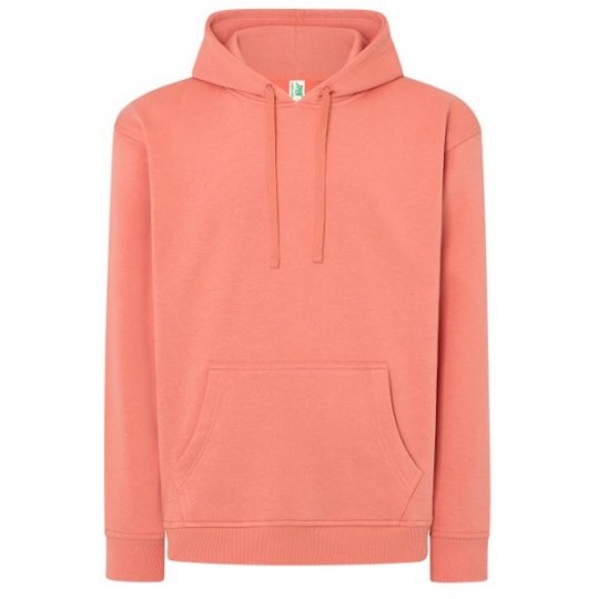 SUDADERA UNISEX CON CAPUCHA, CREMALLERA Y BOLSILLO CANGURO COLOR CORAL