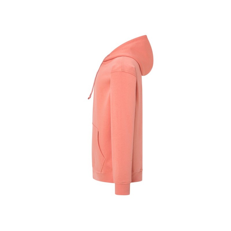 SUDADERA UNISEX CON CAPUCHA, CREMALLERA Y BOLSILLO CANGURO COLOR CORAL