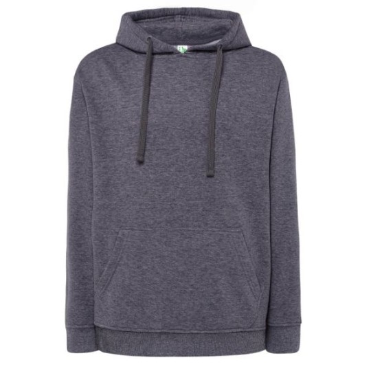 SUDADERA UNISEX CON CAPUCHA, CREMALLERA Y BOLSILLO CANGURO COLOR DENIM HEATHER