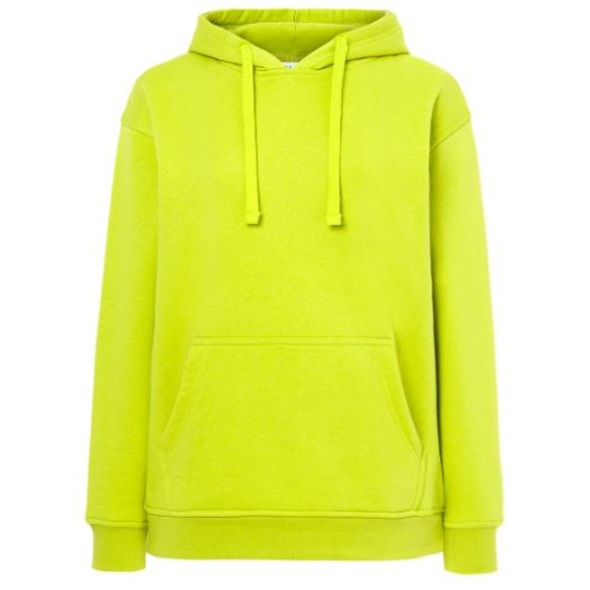 SUDADERA UNISEX CON CAPUCHA, CREMALLERA Y BOLSILLO CANGURO COLOR VERDE MANZANA