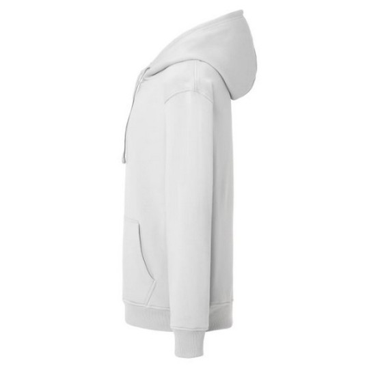 SUDADERA UNISEX CON CAPUCHA, CREMALLERA Y BOLSILLO CANGURO COLOR PLATA