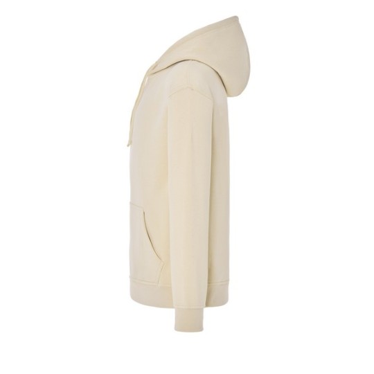 SUDADERA UNISEX CON CAPUCHA, CREMALLERA Y BOLSILLO CANGURO COLOR BUTTER CREAM