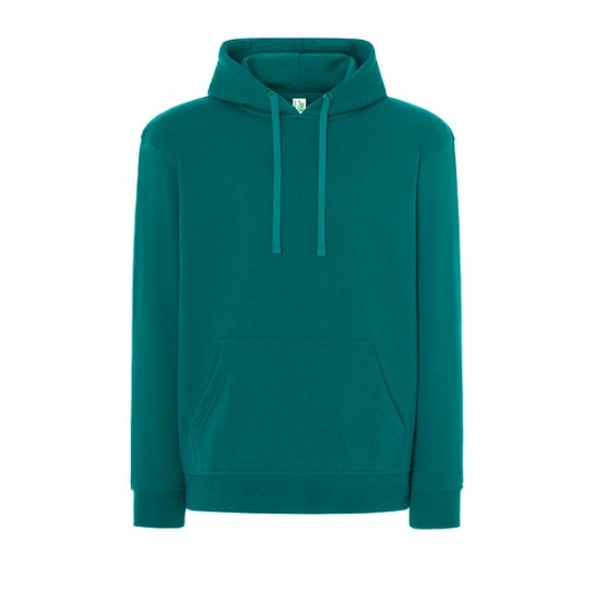SUDADERA UNISEX CON CAPUCHA, CREMALLERA Y BOLSILLO CANGURO COLOR VERDE TROPICAL