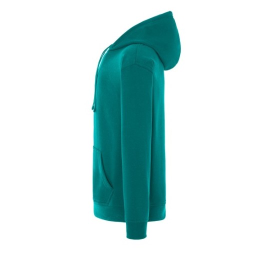 SUDADERA UNISEX CON CAPUCHA, CREMALLERA Y BOLSILLO CANGURO COLOR VERDE TROPICAL