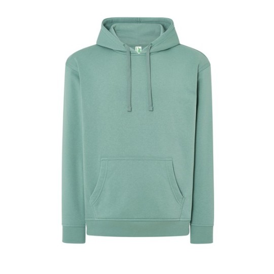 SUDADERA UNISEX CON CAPUCHA, CREMALLERA Y BOLSILLO CANGURO COLOR VERDE MOSS