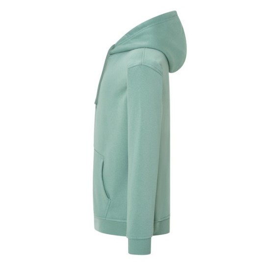 SUDADERA UNISEX CON CAPUCHA, CREMALLERA Y BOLSILLO CANGURO COLOR VERDE MOSS