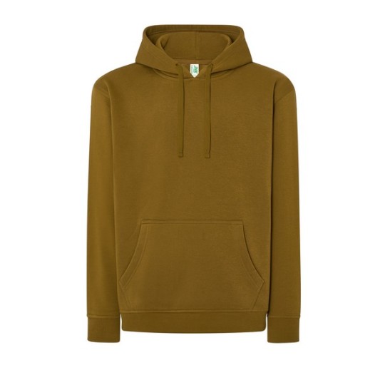 SUDADERA UNISEX CON CAPUCHA, CREMALLERA Y BOLSILLO CANGURO COLOR OCRE