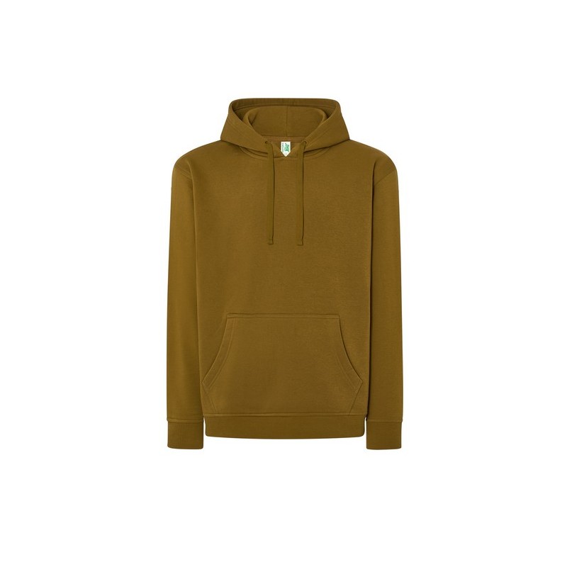 SUDADERA UNISEX CON CAPUCHA, CREMALLERA Y BOLSILLO CANGURO COLOR OCRE