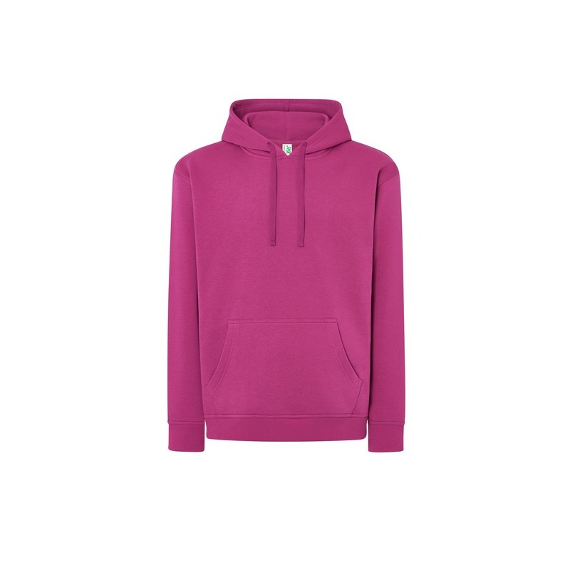 SUDADERA UNISEX CON CAPUCHA, CREMALLERA Y BOLSILLO CANGURO COLOR ROSA CHICLE