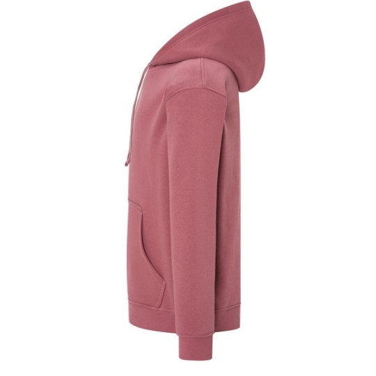 SUDADERA UNISEX CON CAPUCHA, CREMALLERA Y BOLSILLO CANGURO COLOR ROSA ANCIENT