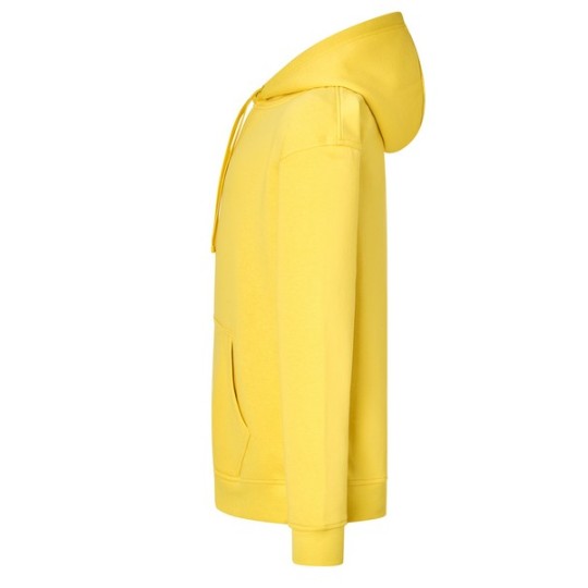 SUDADERA UNISEX CON CAPUCHA, CREMALLERA Y BOLSILLO CANGURO COLOR AMARILLO LIMÓN