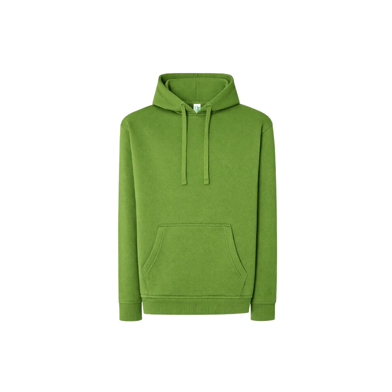 SUDADERA UNISEX CON CAPUCHA, CREMALLERA Y BOLSILLO CANGURO COLOR VERDE PRIMAVERA