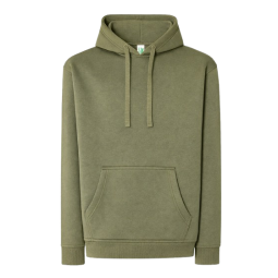 SUDADERA UNISEX CON CAPUCHA, CREMALLERA Y BOLSILLO CANGURO COLOR VERDE AMAZONIA
