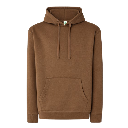 SUDADERA UNISEX CON CAPUCHA, CREMALLERA Y BOLSILLO CANGURO COLOR MARRÓN