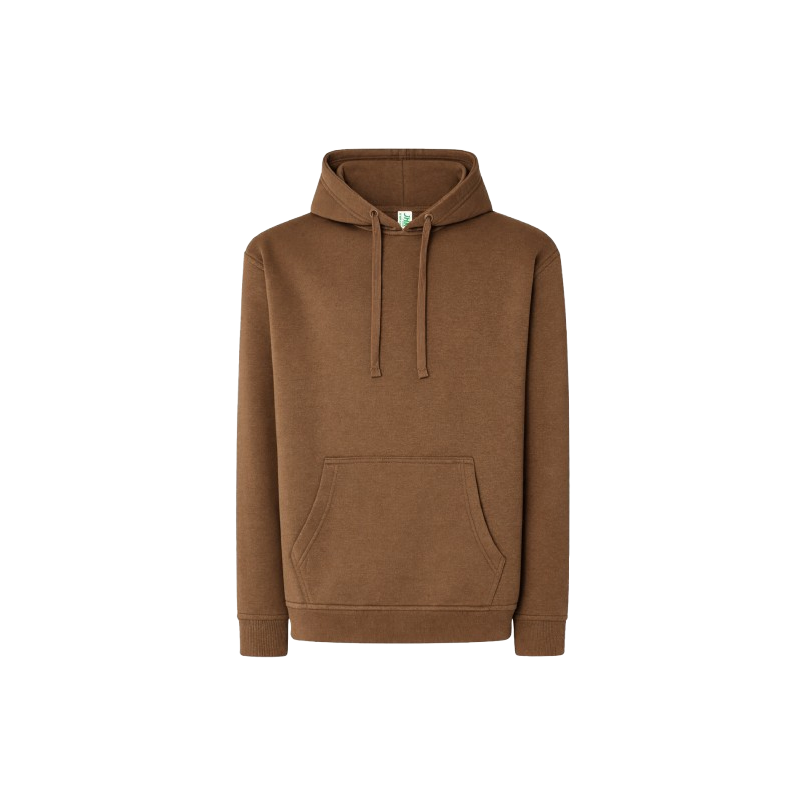 SUDADERA UNISEX CON CAPUCHA, CREMALLERA Y BOLSILLO CANGURO COLOR MARRÓN