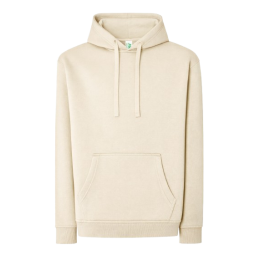 SUDADERA UNISEX CON CAPUCHA, CREMALLERA Y BOLSILLO CANGURO COLOR MARFIL