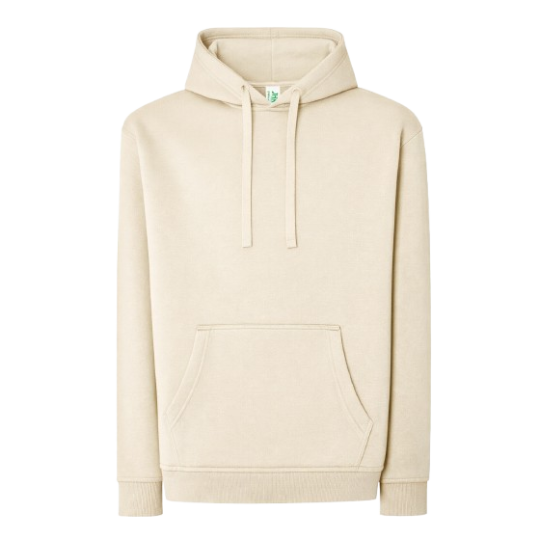SUDADERA UNISEX CON CAPUCHA, CREMALLERA Y BOLSILLO CANGURO COLOR MARFIL
