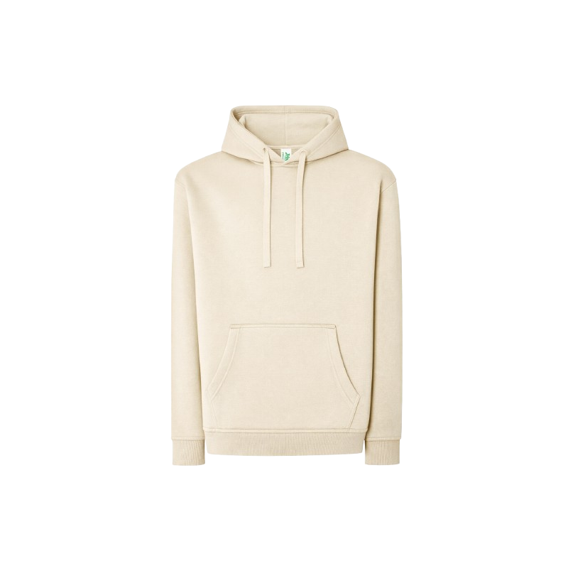 SUDADERA UNISEX CON CAPUCHA, CREMALLERA Y BOLSILLO CANGURO COLOR MARFIL