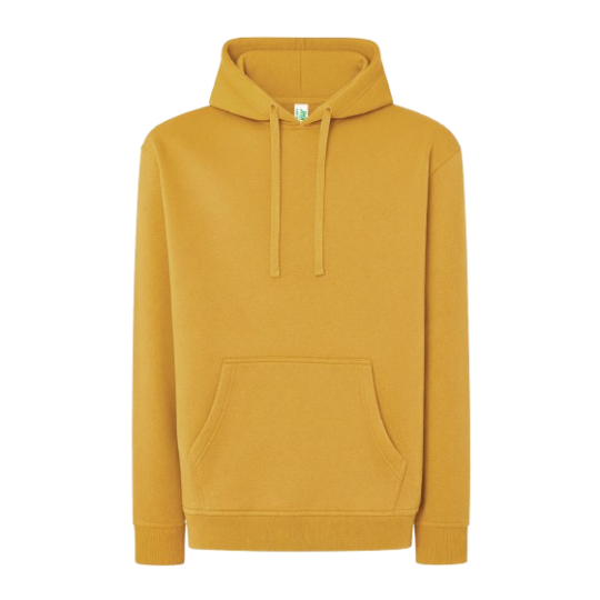 SUDADERA UNISEX CON CAPUCHA, CREMALLERA Y BOLSILLO CANGURO COLOR MOSTAZA