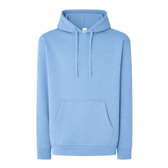 SUDADERA UNISEX CON CAPUCHA, CREMALLERA Y BOLSILLO CANGURO COLOR AZUL AZZURE