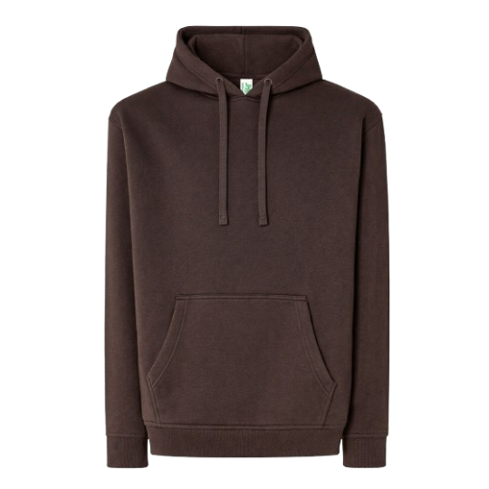 SUDADERA UNISEX CON CAPUCHA, CREMALLERA Y BOLSILLO CANGURO COLOR MARRÓN CHOCOLATE