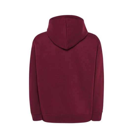 SUDADERA UNISEX CON CAPUCHA, CREMALLERA Y BOLSILLO CANGURO COLOR GRANATE